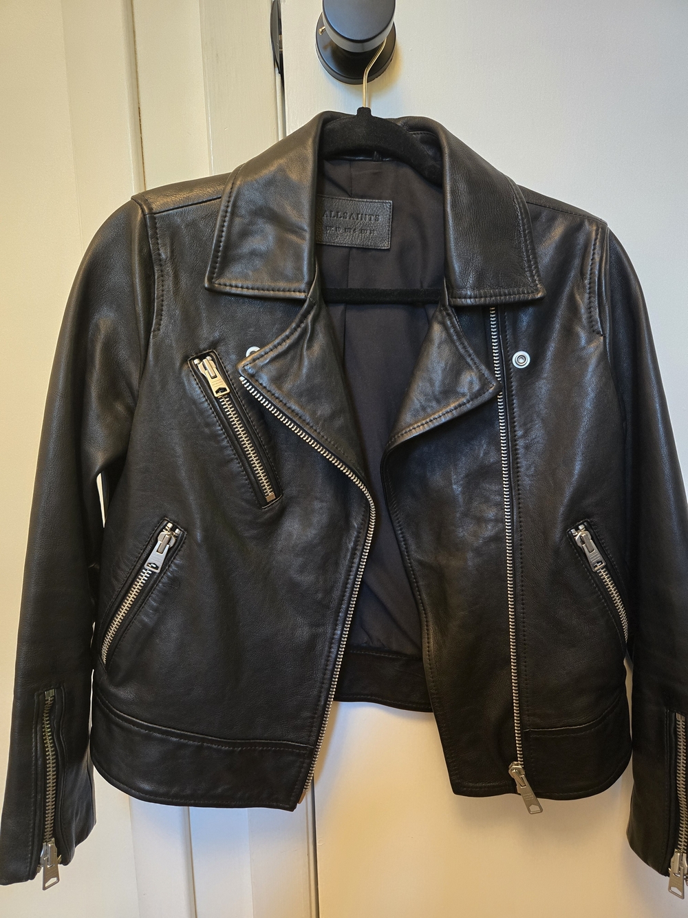 All Saints Black Leather Biker Jacket - Women's